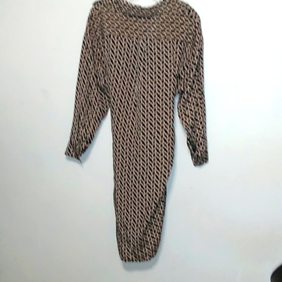Faithfull the Brand Black and Tan Geometric Dress - Size 2 - Picture 7 of 9